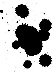 black watercolor brushed splash splatter on white background