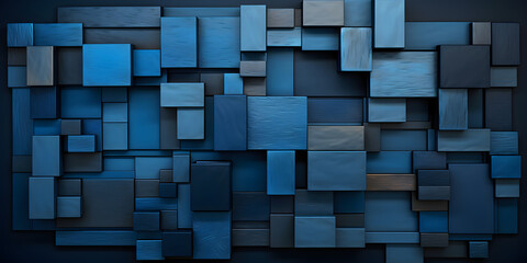 Abstract Blue 3D Geometric Shapes Background