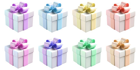 set of colorful gift boxes with bows