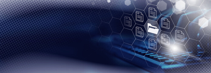  Online documentation database;  document management system DMS concept.  FTP (File Transfer Protocol), Secure FTP. Internet cloud technology, exchange information and data storage concept.