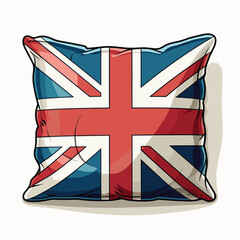 Cartoon Pillow and Flag of the United Kingdom as Symbol National Hotel. Vector illustration