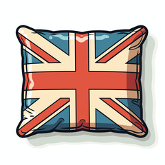 Cartoon Pillow and Flag of the United Kingdom as Symbol National Hotel. Vector illustration