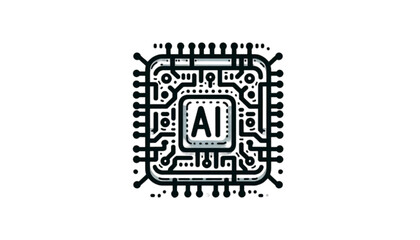 flat vector illustration of an AI chip