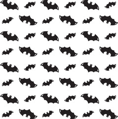 Bat silhouette seamless pattern. Halloween repeating texture. Scary endless background with flittermouse. Vector illustration