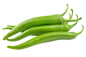 Gordijnen Green chili peppers isolated on white © kossovskiy