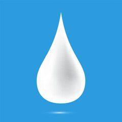 3d creamy white milk drop on blue background vector illustration