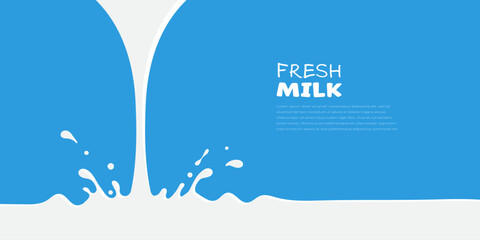 Pouring miilk with splash background vector illustration