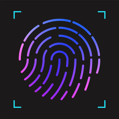 Colorful fingerpint icon on black background vector illustration