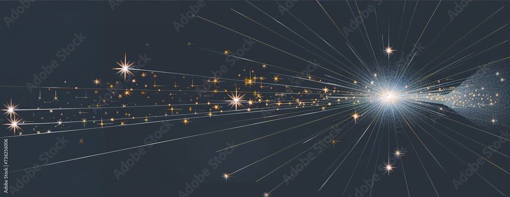 Poster a mesmerizing spectacle of light trails and stars illuminating dark spaces and creating a breathtaki