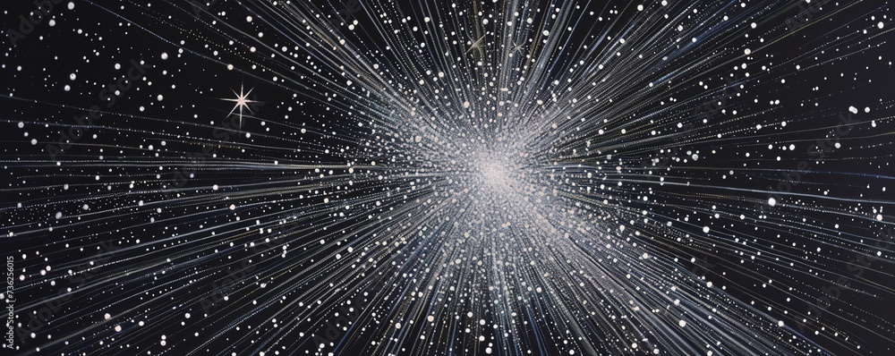 Poster a mesmerizing spectacle of light trails and stars illuminating dark spaces and creating a breathtaki
