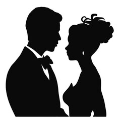 bride and groom silhouette 