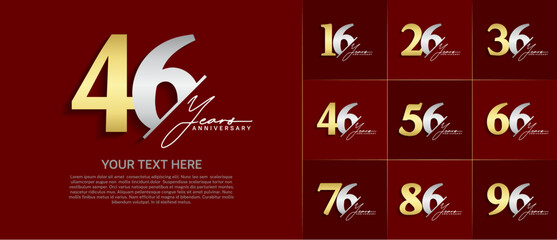 Set of Anniversary Logotype silver and gold color with calligraphy can be use for special day celebration