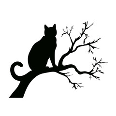 Cat sitting on tree branch