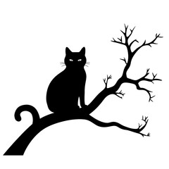 black cat on a branch