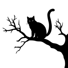 black cat on a branch