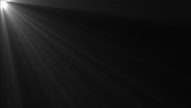 White light beams on black background. Light animation. Dynamic sun rays. 59,94fps
