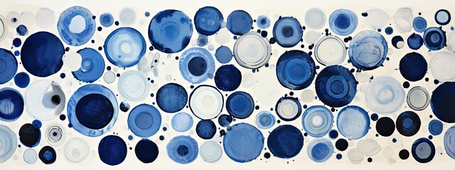 circles of blue and black watercolors on white