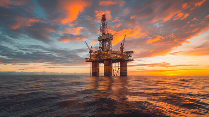 Offshore drilling rig in the open sea