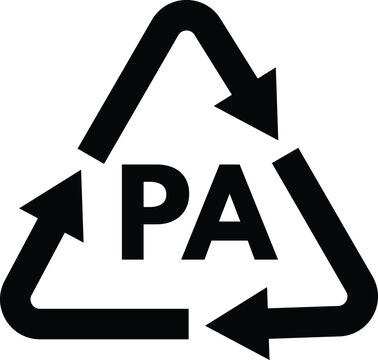 Plastic recycling symbol PA polyamide isolated on white background . Vector illustration