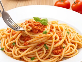 Pasta with spaghetti and a fork
