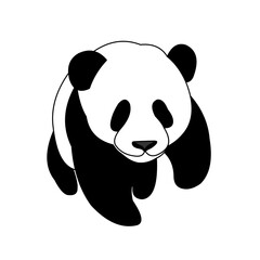 Panda bear vector black and white for logo