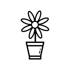 Flower pot Icon. Lineal Style Flower pot Outline Icon Vector Illustration