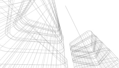 abstract architecture vector 3d illustration