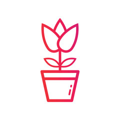 Flowerpot Icon. Flowerpot Gradient Icon Symbol Vector Illustration