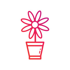 Flower pot Icon. Flower pot Gradient Icon Symbol Vector Illustration