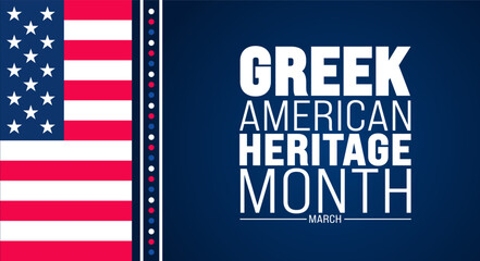 March is Greek American Heritage Month background design template with Greek and USA flag concept. use to background, banner, placard, card, and poster design template. vector illustration.