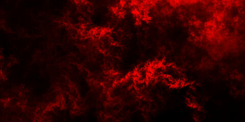 Fototapeta na wymiar Fire & brimstone Abstract red grunge reflection of neon cumulus clouds smoke exploding art background. Crimson red blaze fire flame grungy smoke texture.
