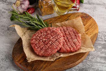 Raw burger cutlet for grill