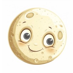 Fototapeta premium The moon is light in color with eyes, 3d illustration, cartoon style.