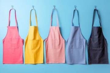 Aprons on colorful surfaces are spotless - obrazy, fototapety, plakaty