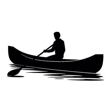 recommend clip art: silhouette of a person in a canoe