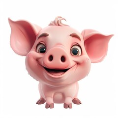 A very happy pink little pig, portrait.
