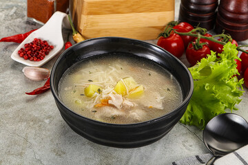 Homemade chicken soup with vegetables
