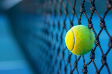 Ball on tennis net
