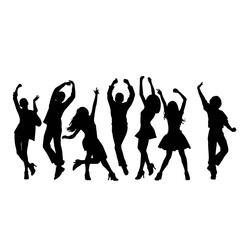 silhouettes of dancing people