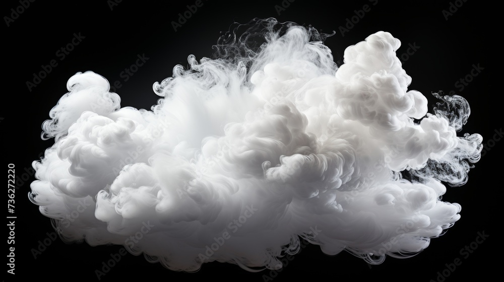 Poster isolated cloud on black background. fog, white clouds or haze isolated on black background. abstract
