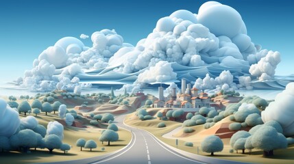 Illustration of realistic road isolated in 3D. Advertising design of bending highways and vacation roads isolated in 3D.