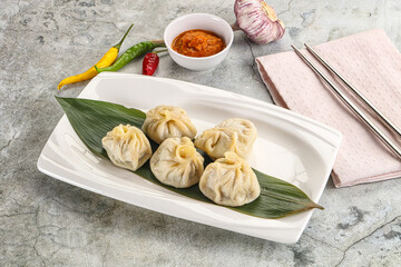 Chinese traditional steamed dumpligs momo
