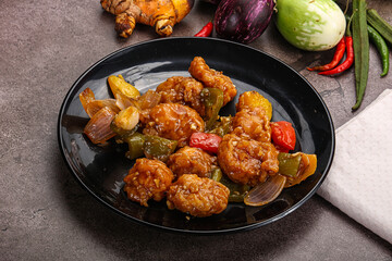 Chinese cuisine - prawn with chili sauce