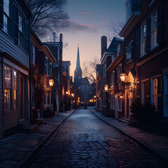 Fototapeta na wymiar the quiet beauty of dawn's light on historic city centers into focus.