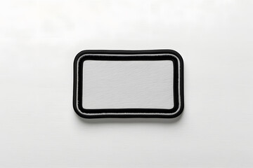 Blank black and white rectangle embroidered patch mockup design, top view design