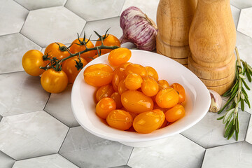 Marinated natural yellow cherry tomato