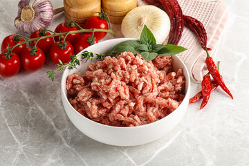 Raw minced pork uncooked meat