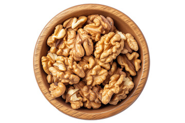 Walnuts in a wooden bowl isolated