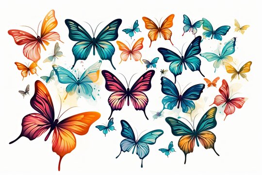 Beautiful monarch butterfly background and Colorful flying butterflies illustration