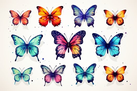 Beautiful monarch butterfly background and Colorful flying butterflies illustration